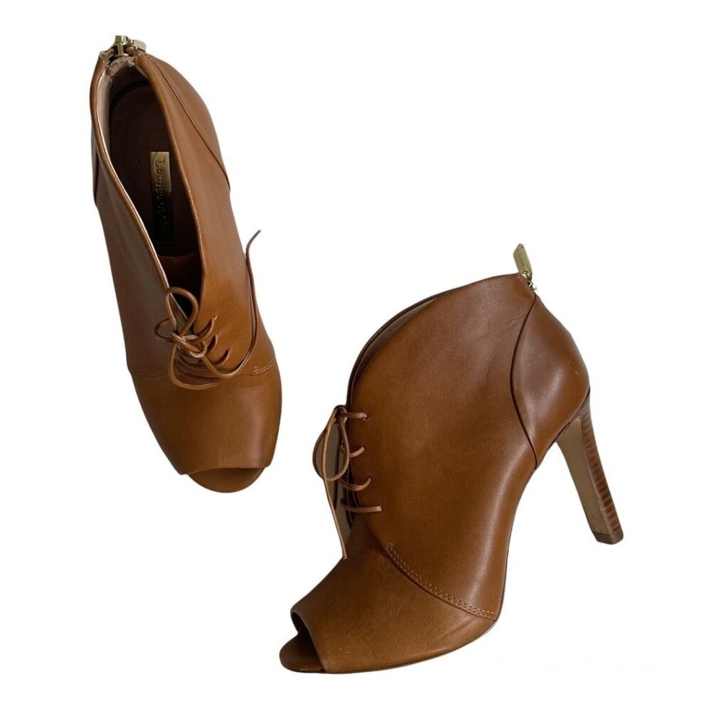 Louise et Cie Rare Chestnut Vernonia Vamp Open Toe Heeled Bootie Womens Size 6M